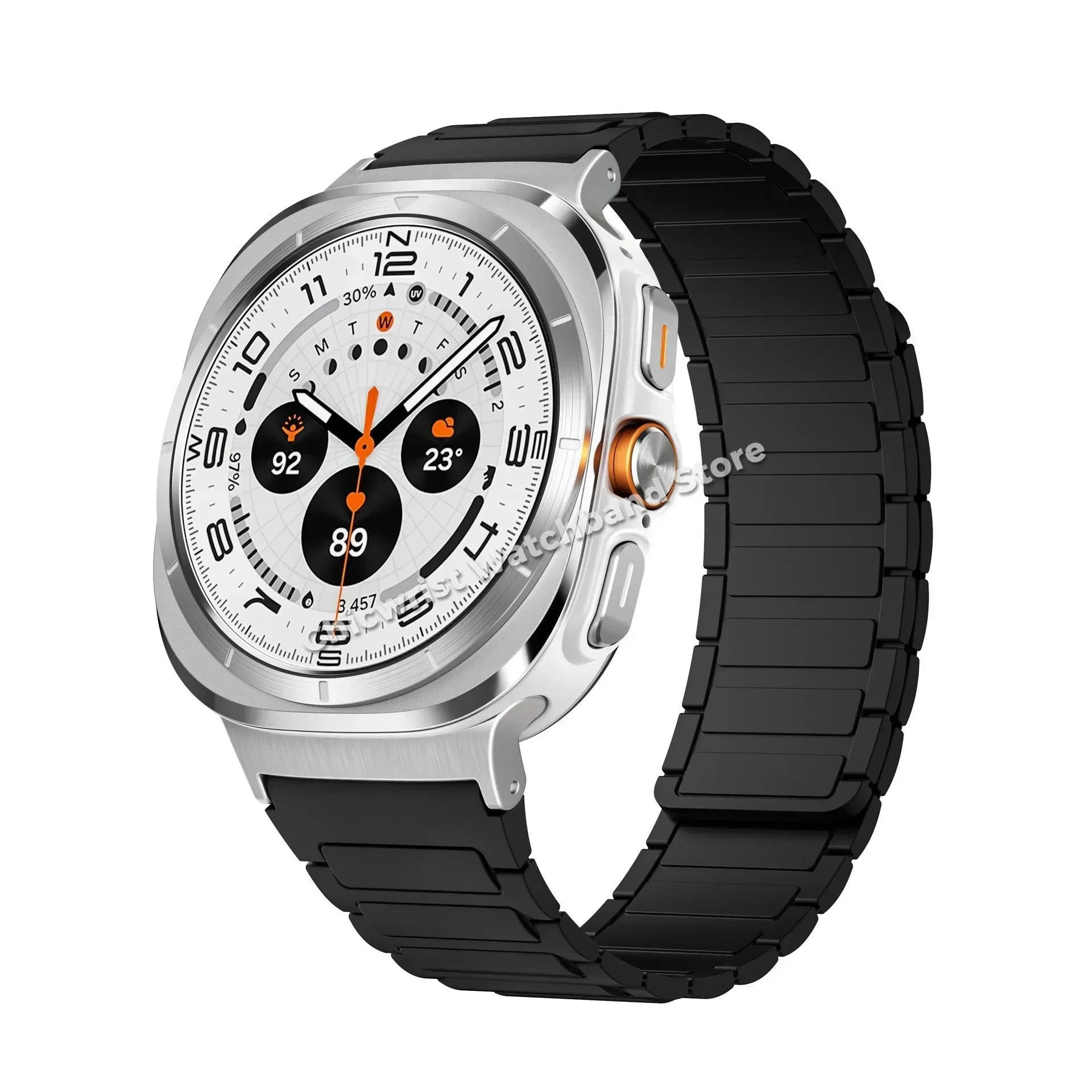 Silicone Sport Band for Samsung Galaxy Watch 7 Ultra 47mm Magnetic Loop Strap for Watch 7 Ultra 47mm No Gaps Curved End Bracelet Qme BS Galaxy Ultra 47mm