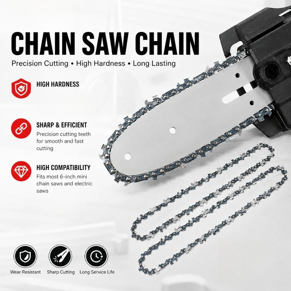 Portable Electric Chainsaw Accessory 6 Inch 1/4" Pitch 37 Drive Link Saw Chain Sturdy Replacement Part for Wood Cutting Tools Qme