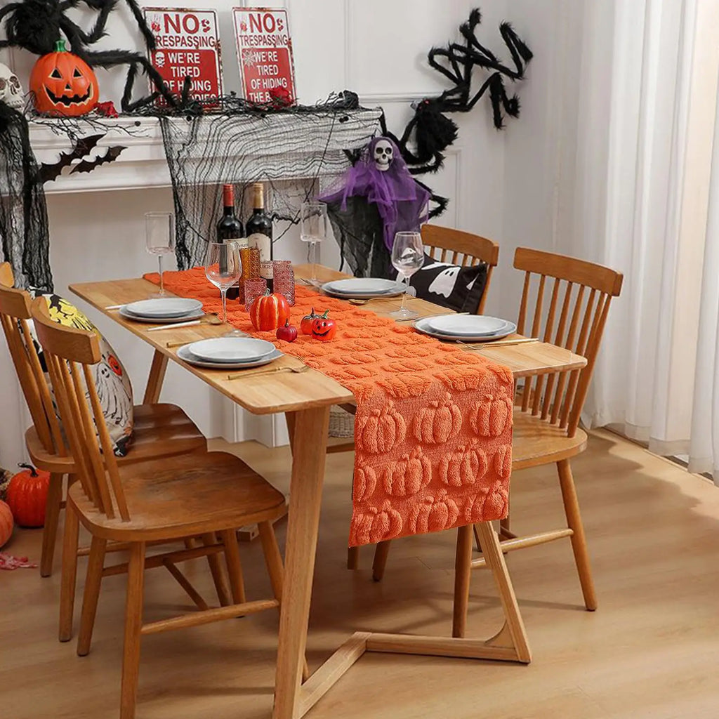 Halloween Table Runner Pumpkin Autumn Thanksgiving Decor Decorations Qme