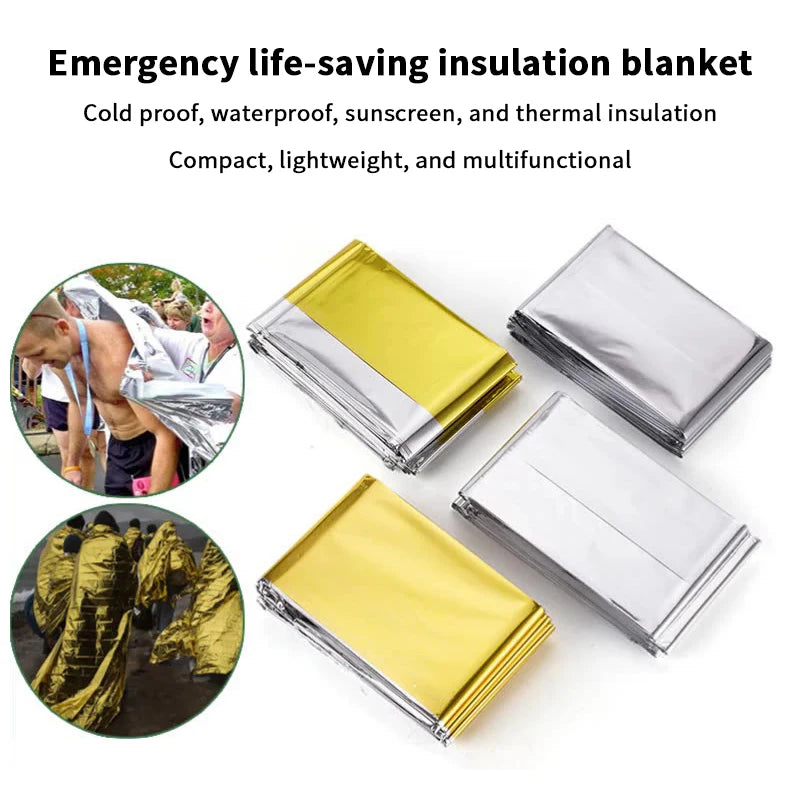 Essential Outdoor Gear Waterproof Emergency Blanket Warmth Survival Qme