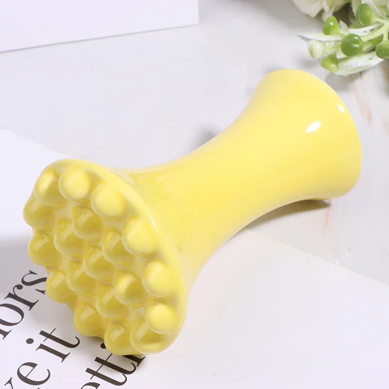 Yellow Ceramic Gua Sha Face Body Massage Tool Guasha Board Relief Qme