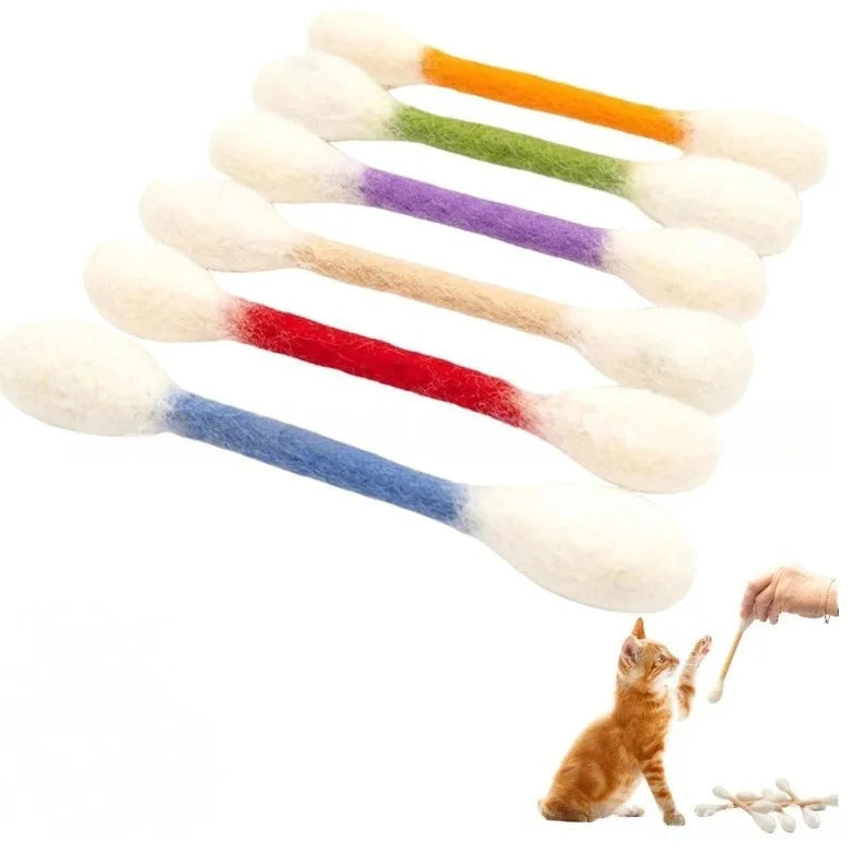 6/12PCS Cotton Swab Shaped Catnip Toy Durable Kitten Teeth Grinding Pet Interactive Chewing Play Accessory Qme Mix-6