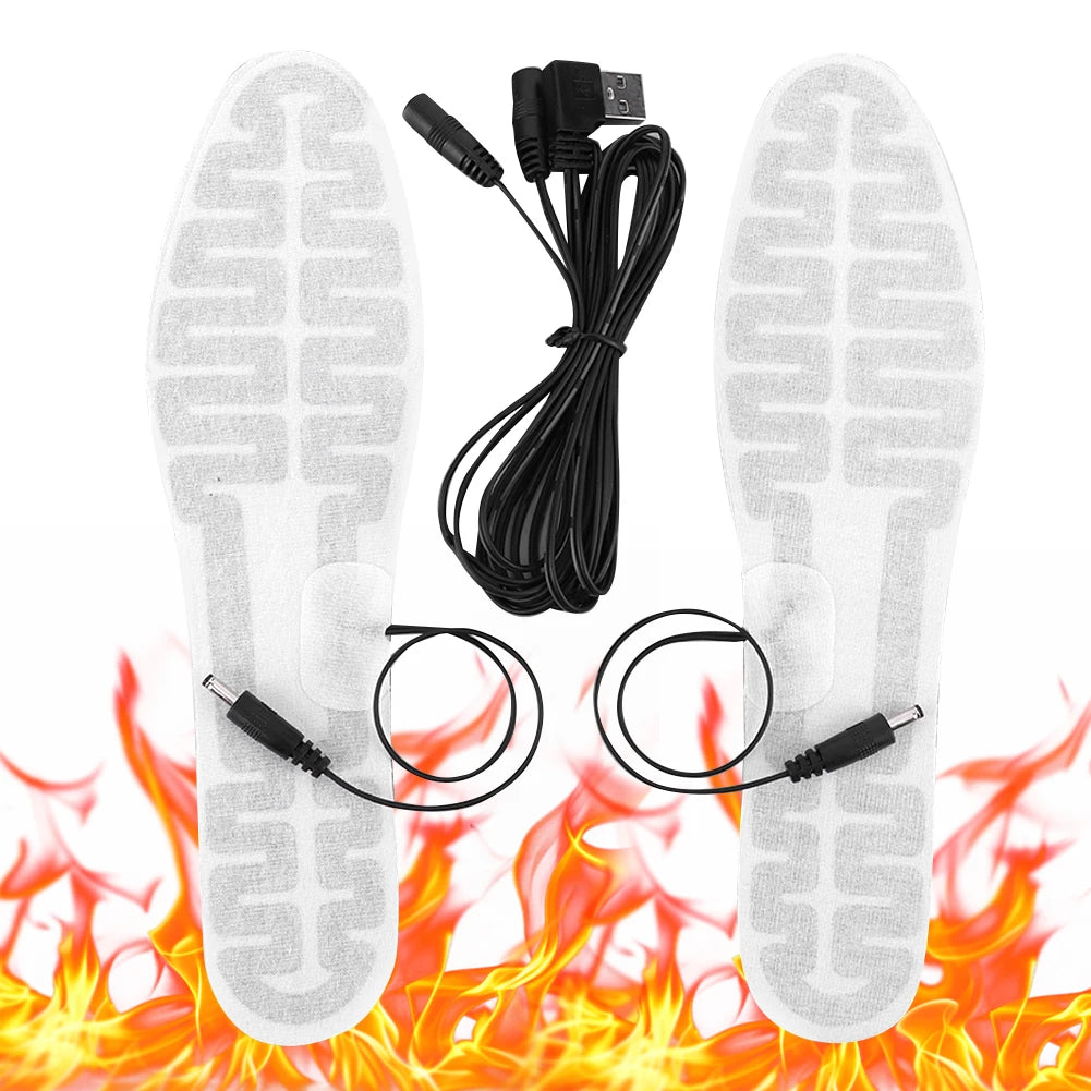 USB Heated Insoles Electric Foot Warming Pad 10W Winter Warm Insoles Winter Outdoor Sports Heating Insole for Men and Women Qme