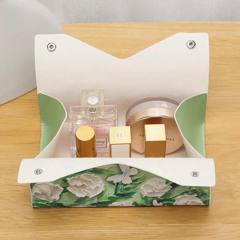 Oil Painting Flowers Tissue Box Creative Tabletop Napkin Home Living Qme