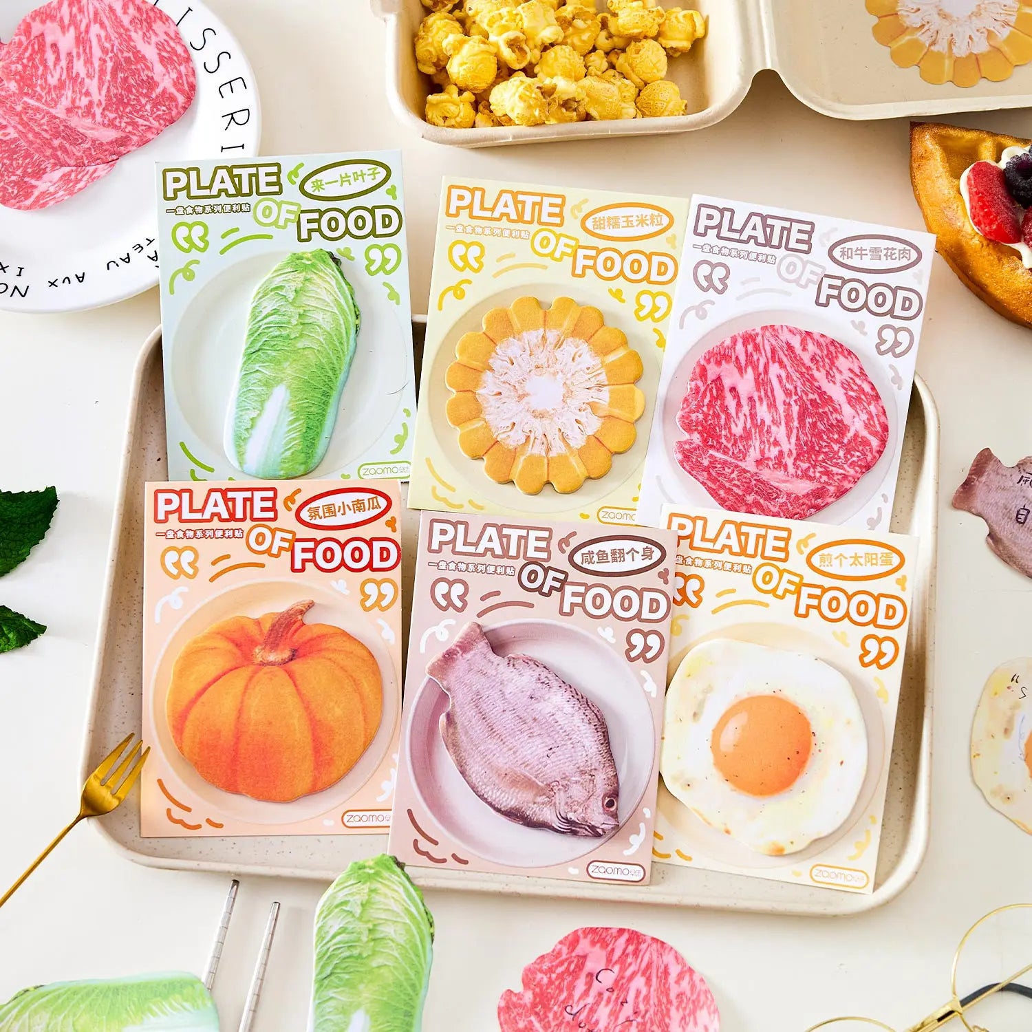 30pcs，Kawaii Stationery，Food shape Notes Sticky，Self-Sticky Note Pads，for Daily to-do list Study Work，School Office Stationery Qme