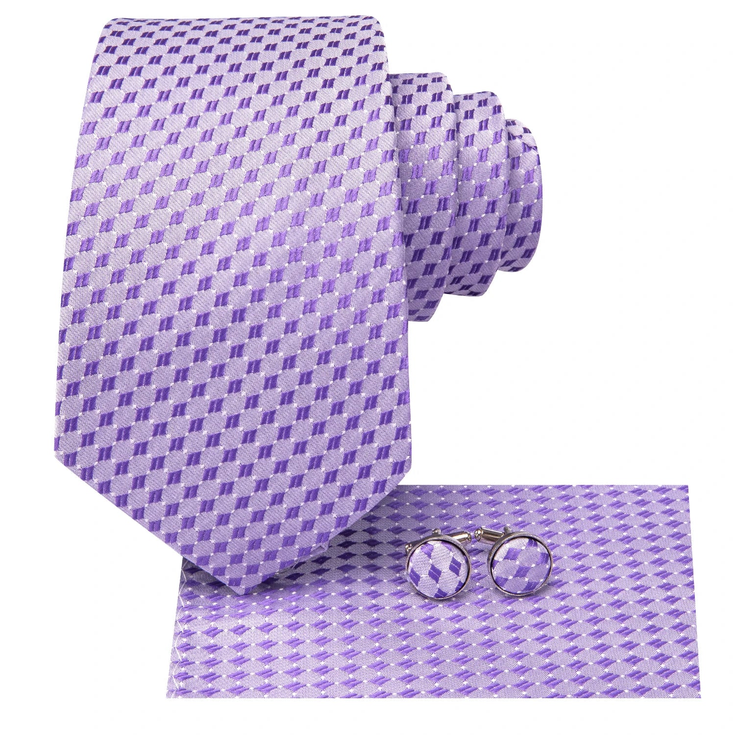 Hi-Tie Purple Floral Novelty Men Elegant Necktie Handkerchief Cufflinks for Tuxedo Fashion Classic Silk Luxury Tie for Man Qme