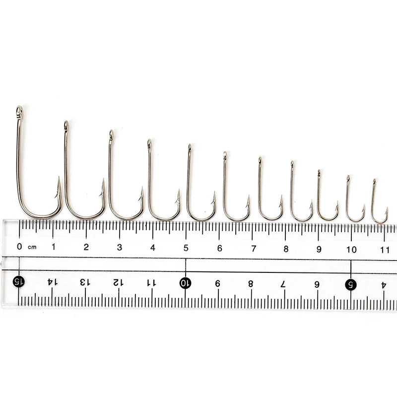 Hand Fishing Hooks Barbed Fishhook Ring Lot Lure Carbon Steel Carp Qme
