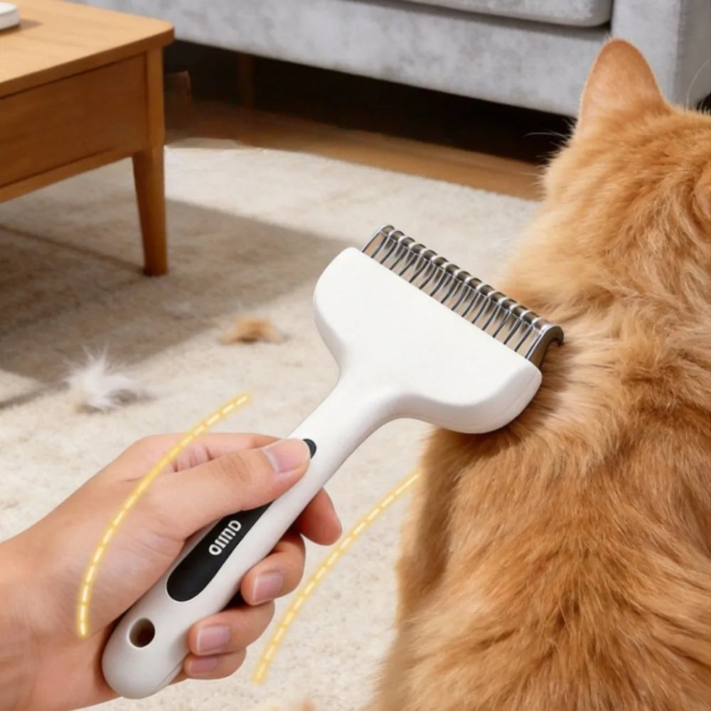 Professional 2in1 Undercoat Rake Brush Shedding Control Long Haired Qme