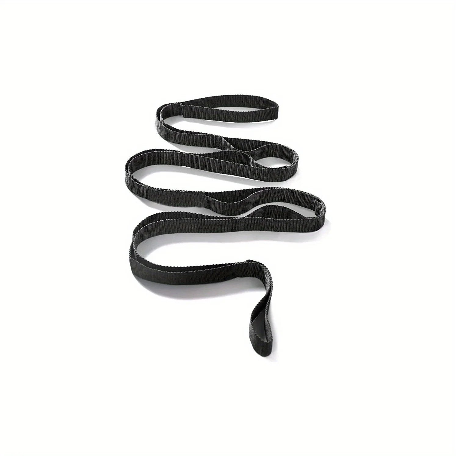 10 Loops Non-Elastic Yoga Stretching Strap Stretch Band With Workout Guide For Physical Therapy, Pilates, Exercise Qme Black