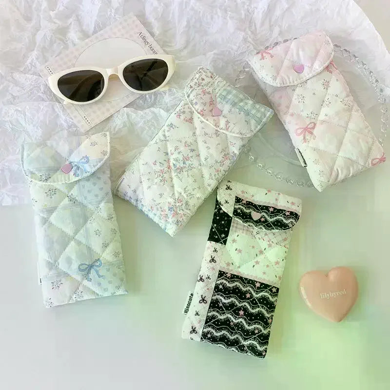 Fashion Floral Bow Snap Pen Bag Lightweight Stationery Organizer Qme