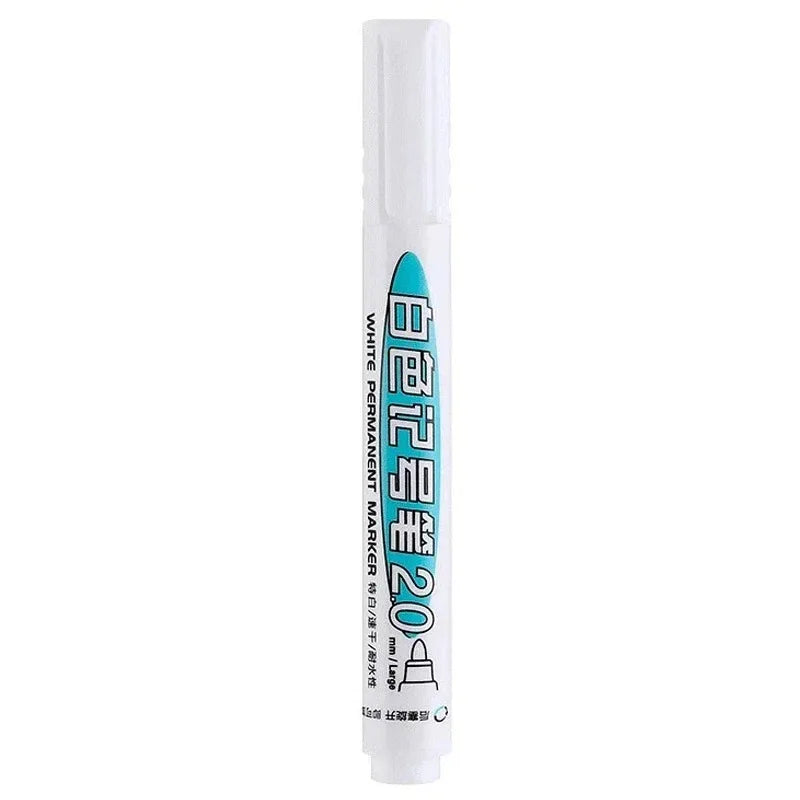 1/10/20Pcs White Permanent Paint Marker Pens 0.7/1.0/2.5mm Tip Waterproof for Glass Stone Metal Plastic Leather DIY Art Craft Qme 1Pcs-2.0 mm