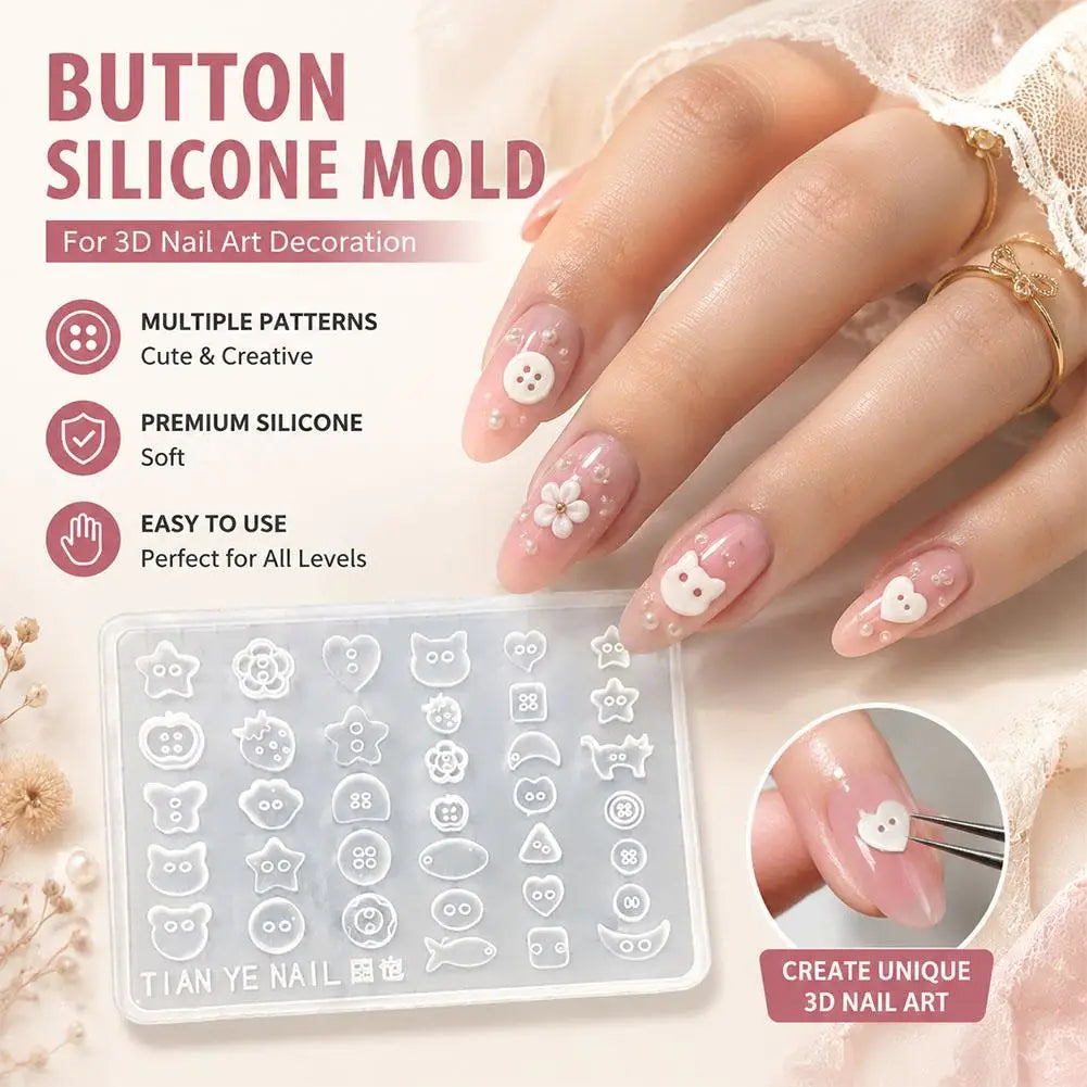 Silicone Nail Art Molds, Easy To Use Non-Stick For Resin & Gel Small Button Shape Perfect For Nail Art, Resin Jewelry, Earrings Qme