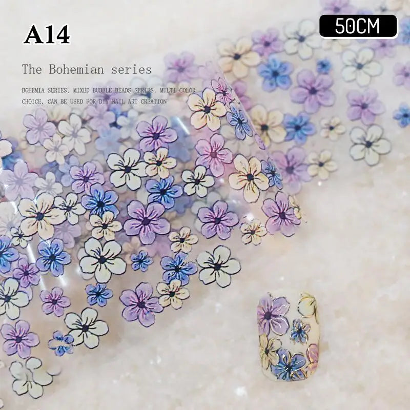 4 Rose Flower Nail Transfer Foils Paper DIY Art Sliders Salon Use Qme A14