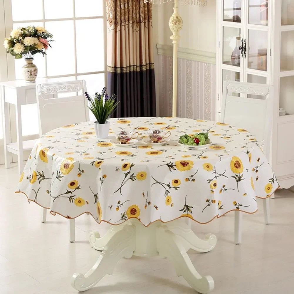 152/180 Cm Round Tablecloth Washable Tablecloth Decorative Tablecloth Indoor Holiday Home Christmas Party Picnic Restaurant Qme Sunflower 180cm