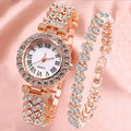 Reloj Fashion Roman Pattern Diamond Ladies Watch for women Quartz Women's Watch Girls Lady Clock Bracelet Chains Free Shipping Qme Rose gold