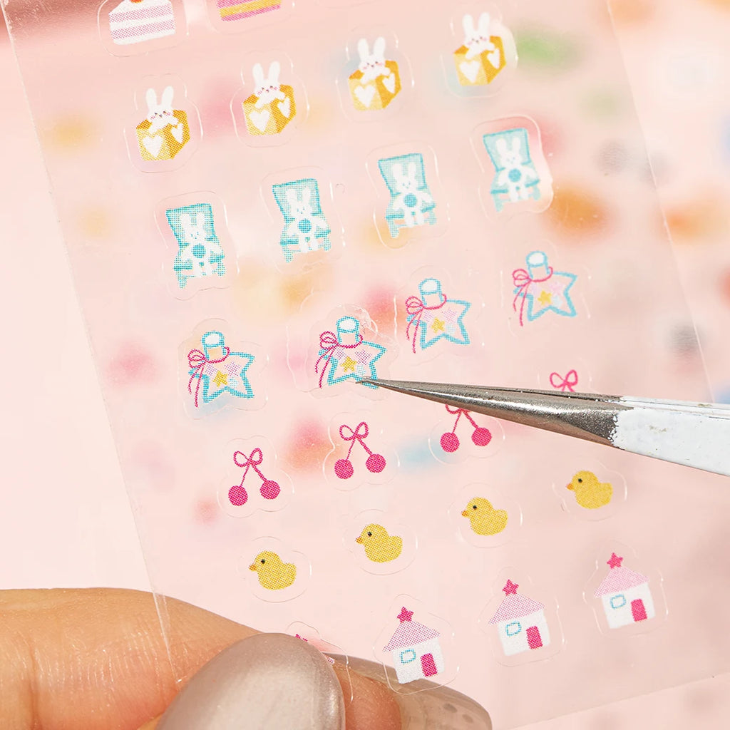 30 Sheets/Book Mini Cute Nail Stickers for DIY Scrapbooking Journal Phone Case Laptop Decoration Nail Art Water Decals Qme