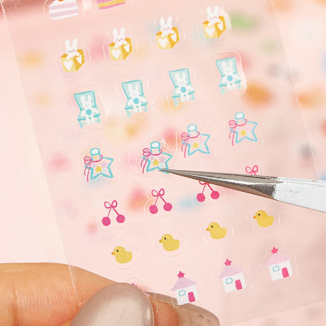 30 Sheets/Book Mini Cute Nail Stickers for DIY Scrapbooking Journal Phone Case Laptop Decoration Nail Art Water Decals Qme