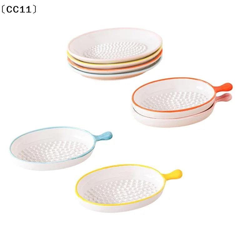 Japanese Ceramic Garlic Grater Plate Porcelain Ginger Wasabi Grinder Qme