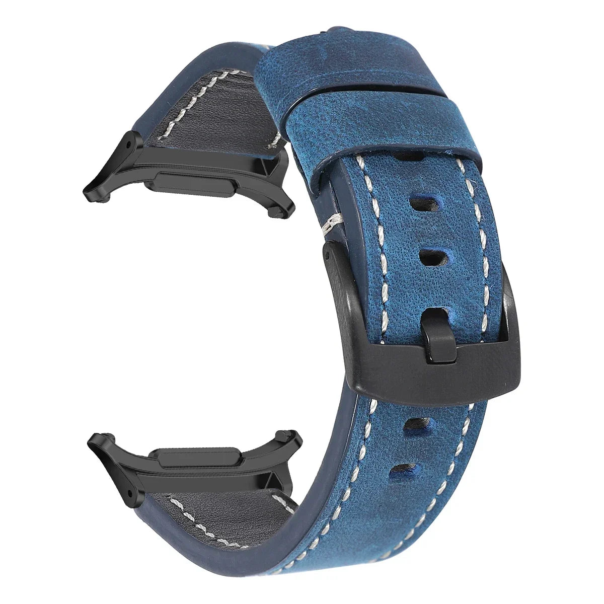 Leather Strap for Samsung Galaxy Watch 7 Ultra 47mm Quick Release Bracelet Wristband for Galaxy Watch Ultra Watchband 22mm Band Qme blue black Galaxy 7 Ultra 47mm