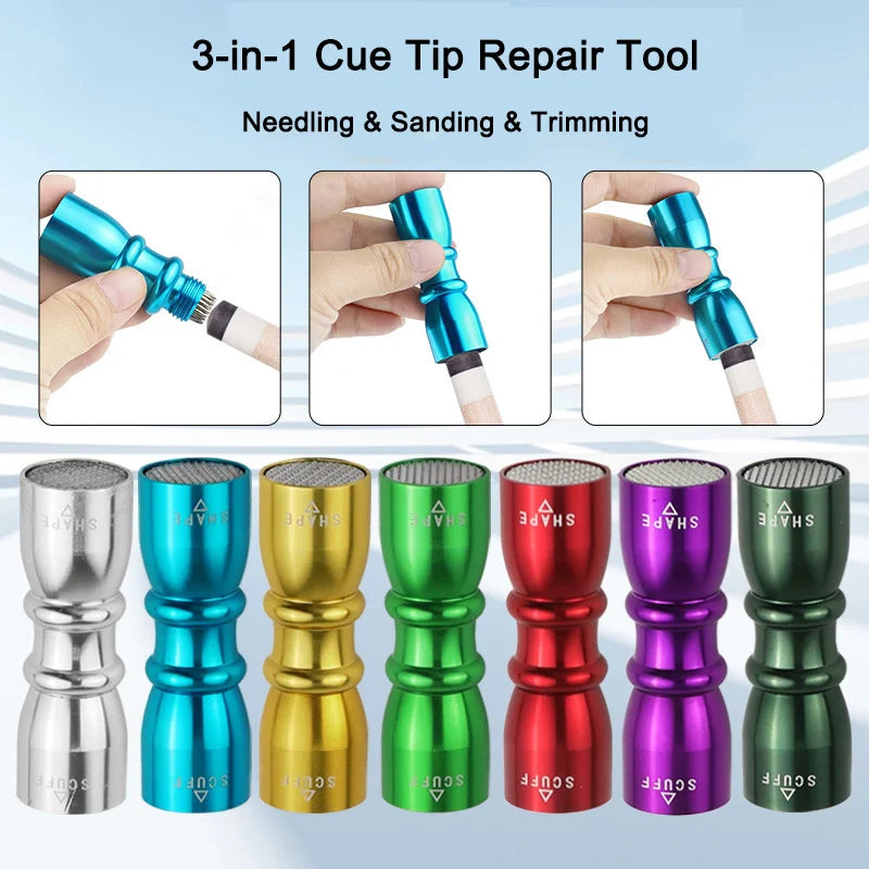 3-in-1 Cue Tip Repair Tool Billiards Accessories Equipment Pool Qme