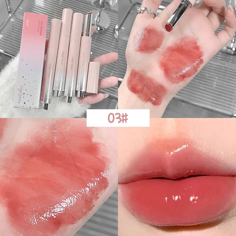 Snowy Design Solid Watery Lipstick Mirror Moisturizing Nourishing Lip Qme GX1120-3