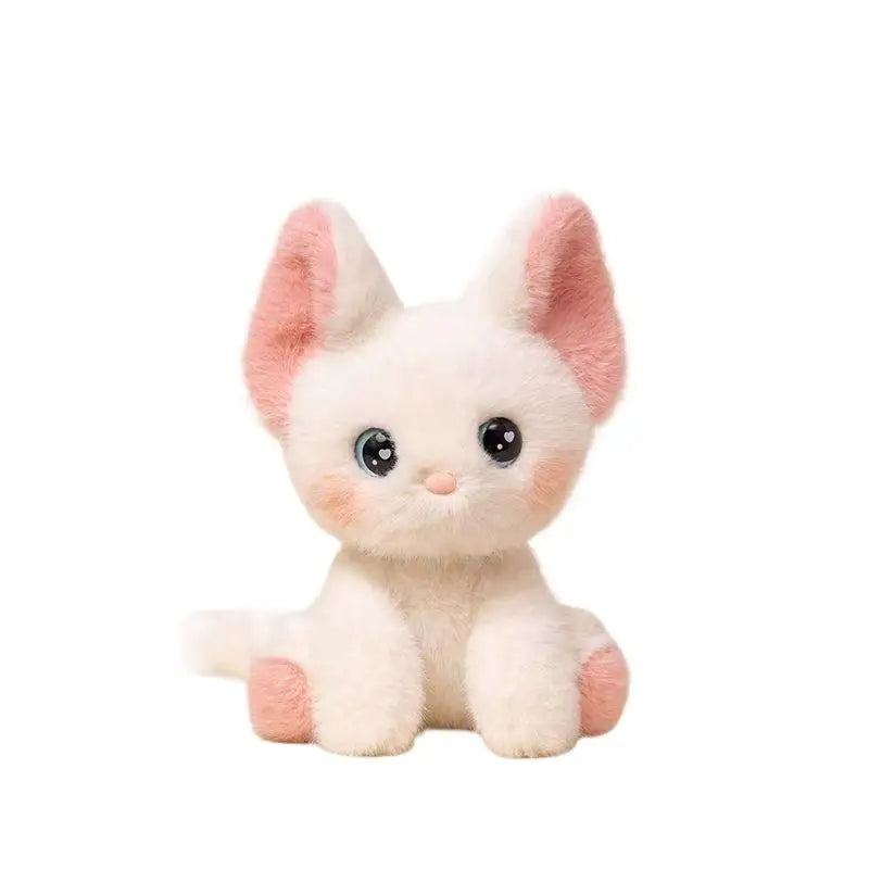 Kawaii Cat Plush Doll Devon Rex Siamese Cat Plush Toy Cute Decoration Accompany Sleep Toy Kids Birthday Gift Qme White