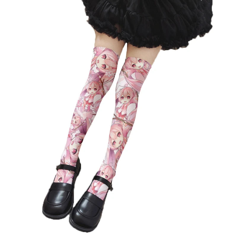 Girls Cute Bunny Stockings Cartoon Two-dimensional Female Universal Qme style7 One Size