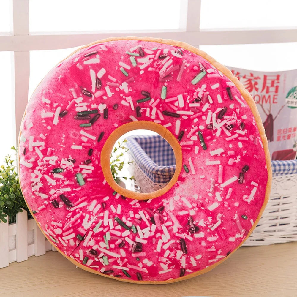 Soft And Comfortable Multi-function Plush Round Shape Cute Pillow Stuffed Seat Pad Sweet Doughnut Foods Cushion Cover Case Toys Qme