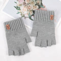 Black Winter Thick Elastic Knitted Gloves Warm Writting Office Cycling Fingerless Glove for Men Women Touchscreen Work Gloves Qme GRAY