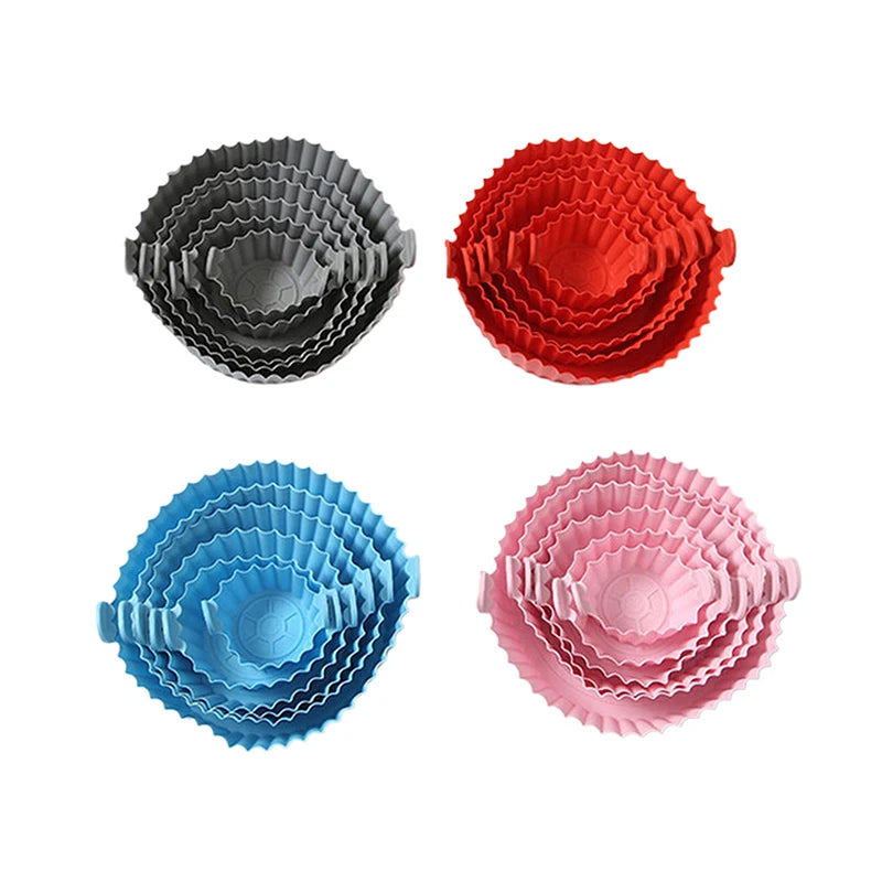 Air Fryer Tray Oven Baking Tray Fried Basket Mat Air Fryer Silicone Pot Replacement Grill Pan Bakeware Pizza Pan Qme