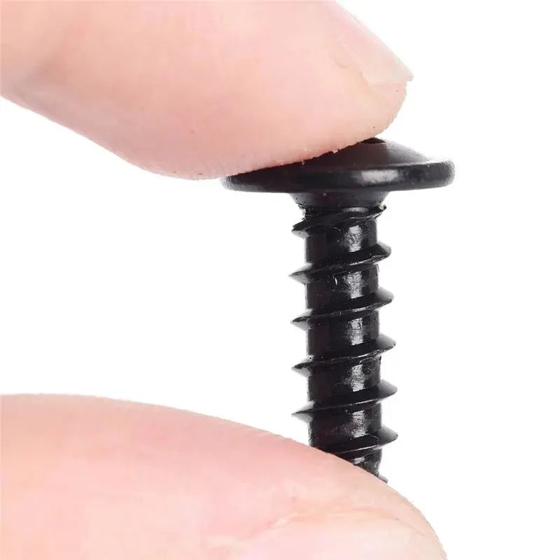 30/50pcs M4 Black Plated Round Pan Head Cross Recessed Tapping Wood Screws Set Carbon Steel Screw Kit Qme