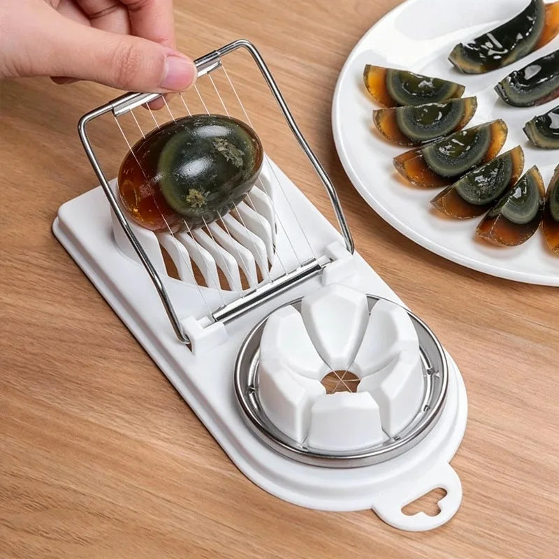 Multifunctional Egg Cutter PP Base Stainless Steel Wire Drawing Egg Cutter Fancy Divider Egg Cutting Tool Kitchen Tools Qme