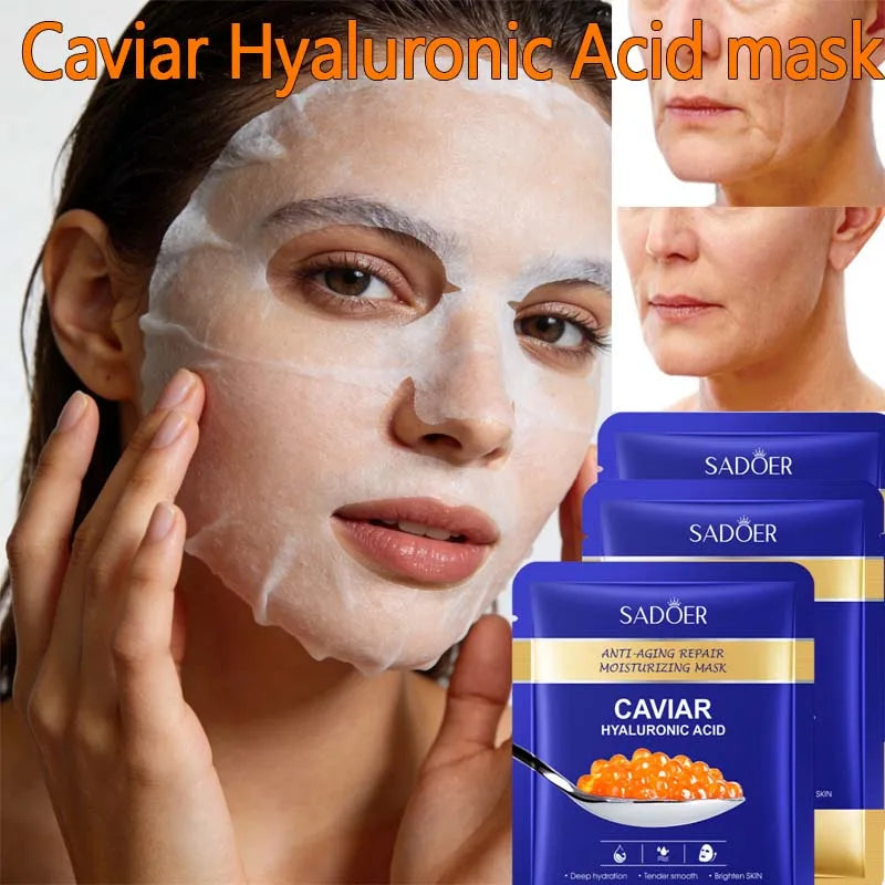 Caviar Hyaluronic Acid Moisturizing Facial Masks Lifting Firming Face Skin Brightening Firming Hydrating Face Mask Skin Care Qme