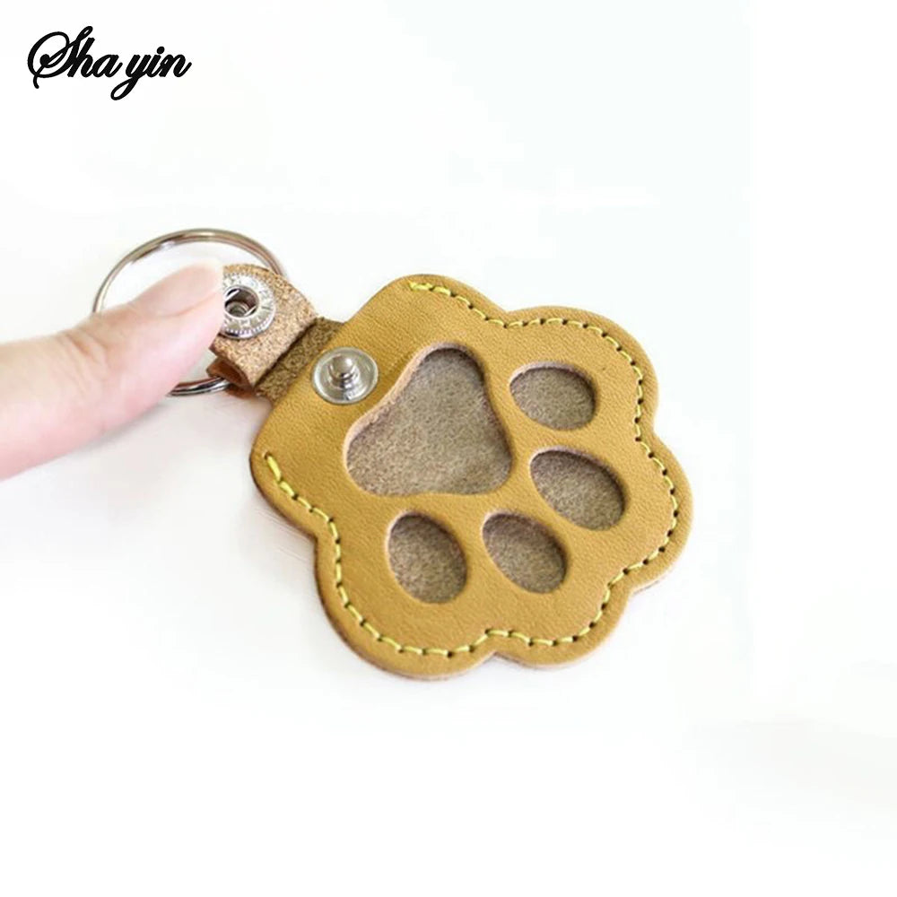 Pet Hair Storage Keychain, Dog Paw Photo, Cat And Dog Hair Bag, Commemorative Storage Bag, Commemorative Item Qme Brown