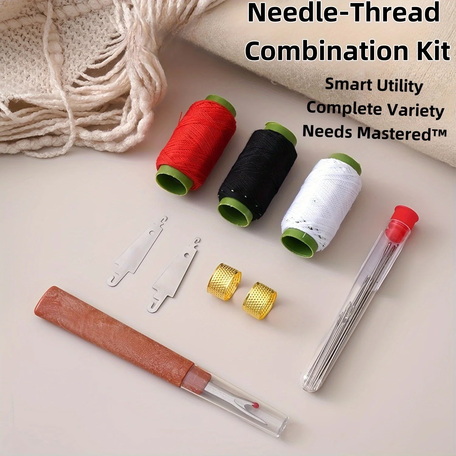Big Eyed Steel Sewing Needle Set, Sewing Tool Set, Stainless Steel Handmade Sewing Needle, Portable DIY Handmade Craft Set Qme