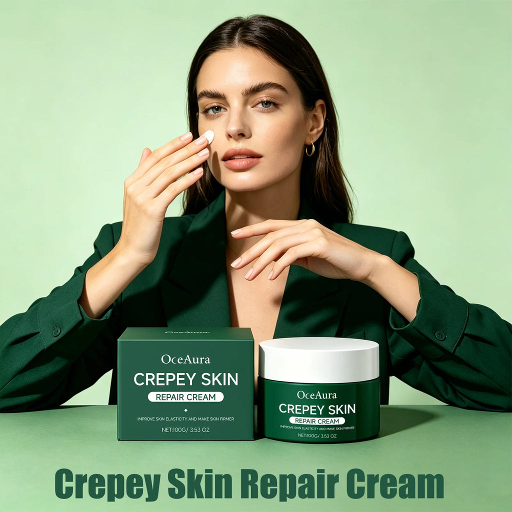OceAura Crepey Skin Repair Cream Deep Nourishing Anti Wrinkle Sagging Reduction Elasticity Restoring Smoothing Skin Care Lotion Qme