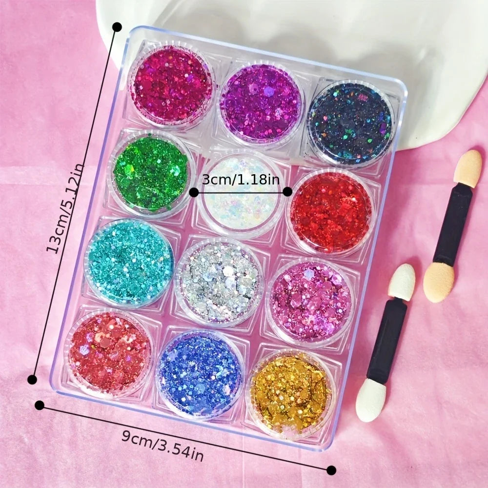 Glitter Gel Face 12 Colors Holographic Sequin Makeup Festival Body Qme