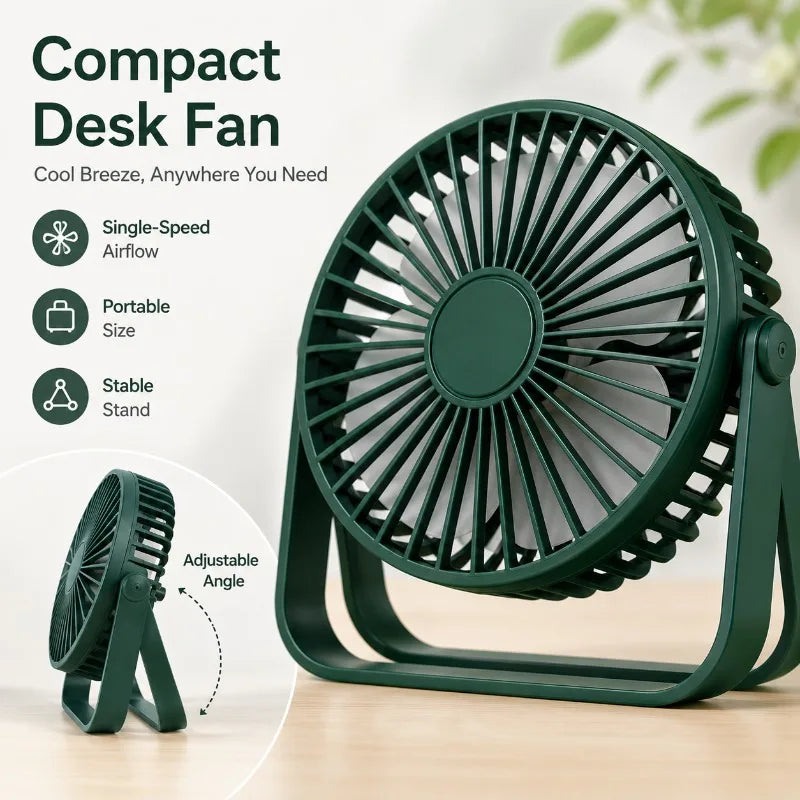 Multi-Scenario Use Mini Portable Fan USB Rechargeable Super Quiet Small Desk Fan for Bedroom Dorm Outdoor Trip Qme