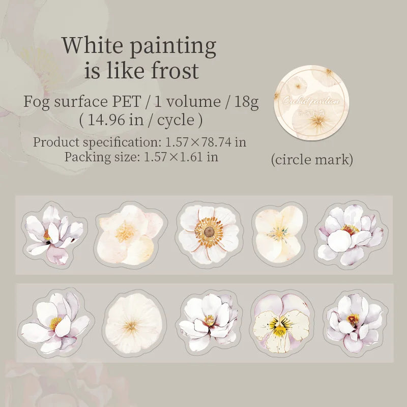 50mm*2m Flowers Plants PET Tapes Junk Journal Adhesiva Scrapbooking Sticker Planner Diary Collage Decoration Stationery Tape Qme A