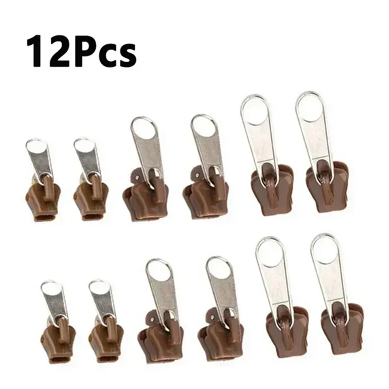 24pcs Black Instant Zipper Universal Instant Fix Zipper Repair Kit Replacement Zip Slider Teeth Rescue New Design for DIY Sewing Qme 12pcs coffee