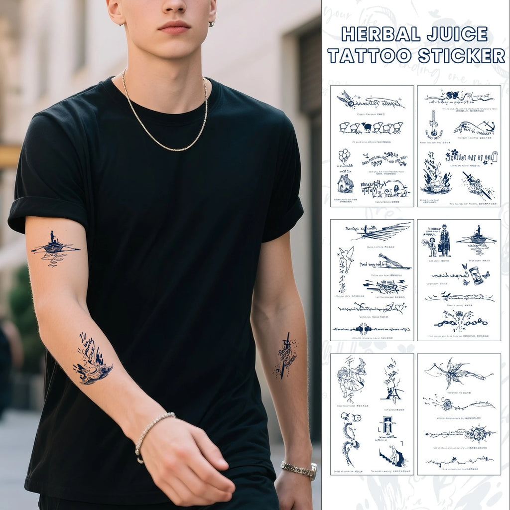 A 6pcs Disposable Small Tattoo Stickers for Women Men Flowers Moon Heart Temporary Tattoos for Hand Chest Wrists Finger Body Art Qme