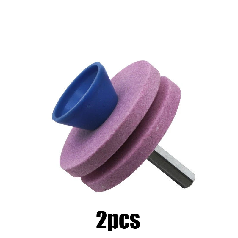 Lawn Mower Blade Sharpener Grinding Wheel Drill Bit 7mm Shaft Multilayer Abrasive Stone for Garden Scythe Axe Knife Sharpening Qme 56mm Pink 2pcs