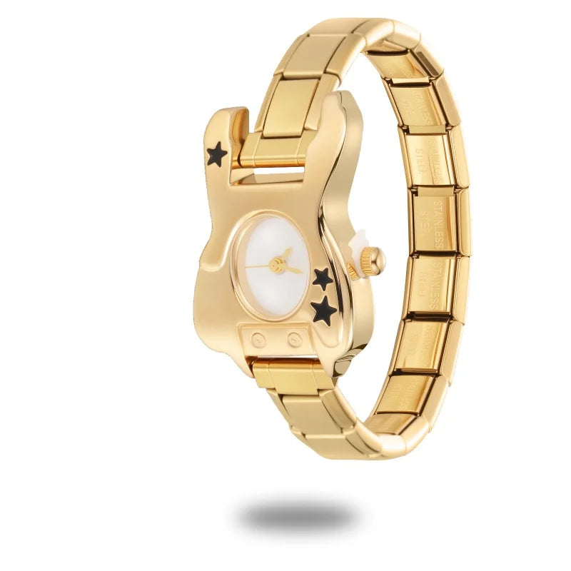 Wholesale Guitar Shape Stainless Steel Men's Women Watch Bracelet Fit