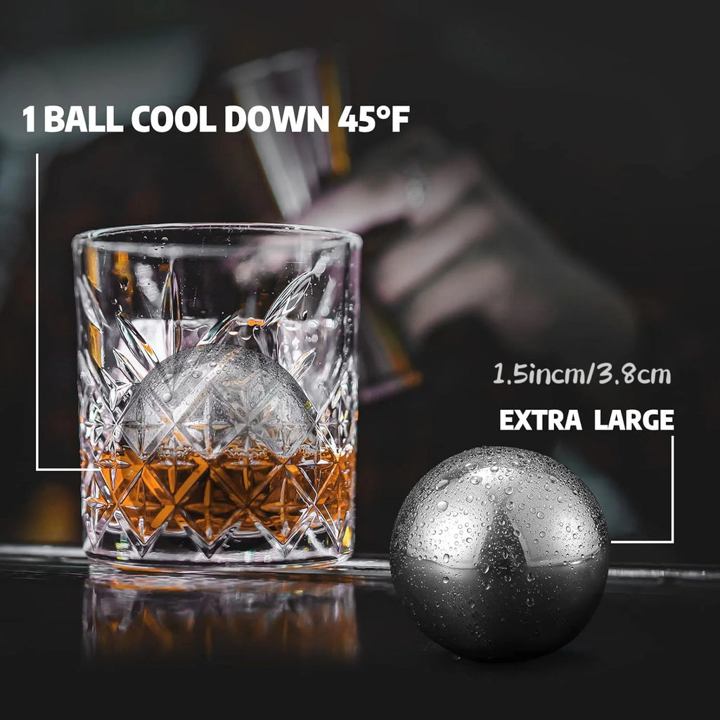2 Ice Cubes Whisky Stones Reusable Stainless Steel Freezer Balls Qme