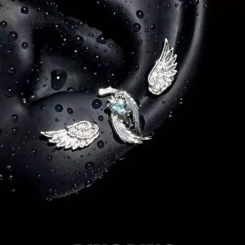 Y2K Silver Wing Heart Cartilage Earrings Star Cross Snowflake Dangle Stud Earrings For Women Punk Party Jewelry Qme A2