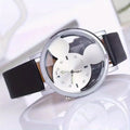 Cute Cartoon Watch Kids Girls Fashionable Simple Quartz Wristwatch PU Qme black