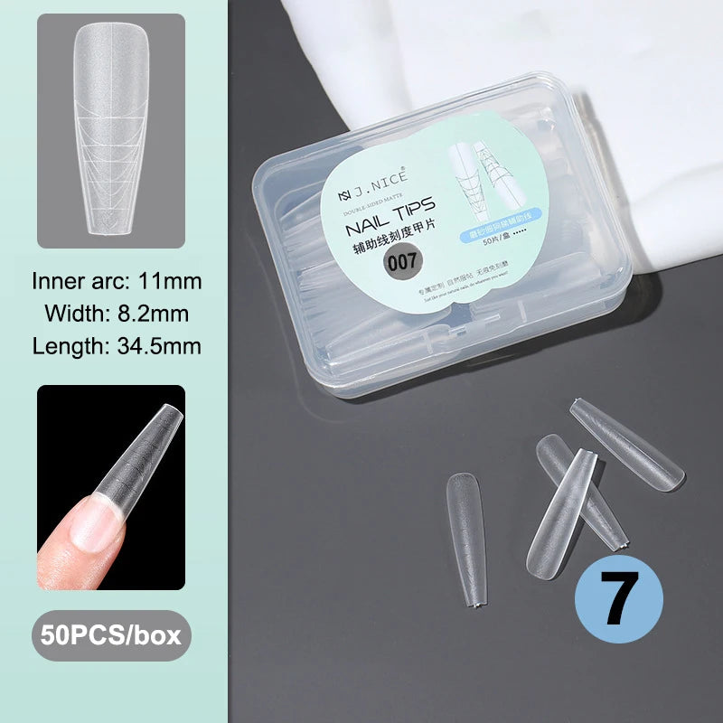 Fake Nails Long Trapezoid Auxiliary Lines Box Acrylic Finger UV Gel Qme 7