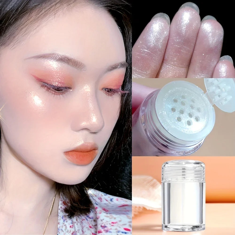 Mini transparent powder compact, small travel-sized cosmetic glitter container, dispenser, cosmetic storage jar Qme