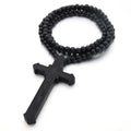 Wooden Rosary Pendant Cosplay Religious Antique Cool Cross Necklace Beads Catholic God Bless Jewelry Trend Fashion Festival Gift Qme Black
