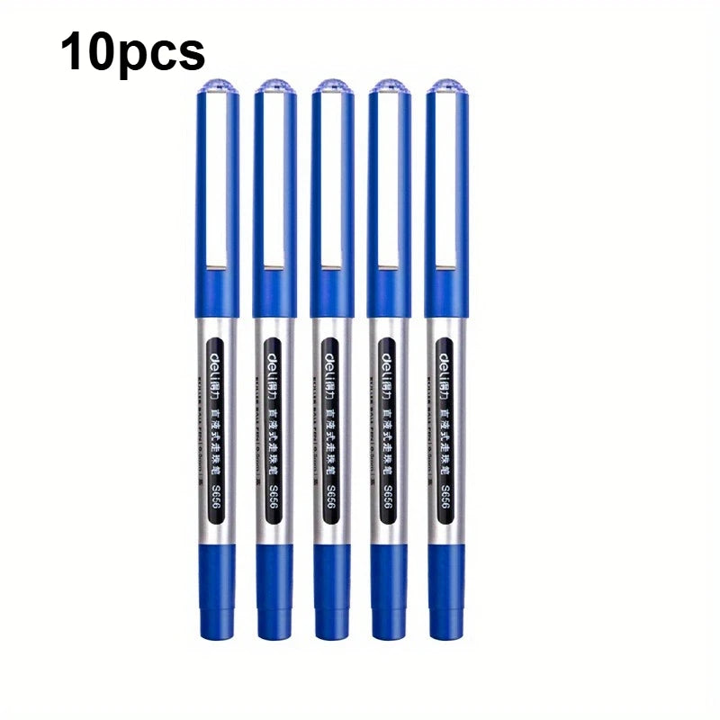Quick-Drying 0.5mm Liquid Gel Pens, Blue Ink, Smooth Writing, No Bleed, School Office Stationery Qme 10pcs